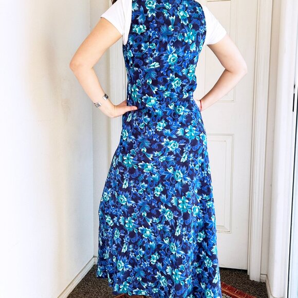 90s Vintage All That Jazz Floral Tank Top Maxi Sun Dress - Picture 2 of 6